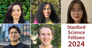 Collage of the five Stanford Science Fellows named for the 2024 cohort.