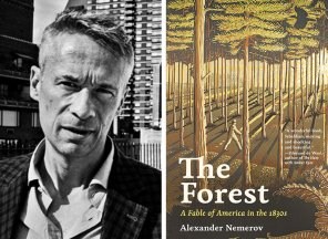 Two images: Author Alexander Nemerov on the left and the cover for his book The Forest on the right