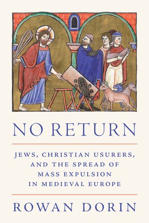 Book cover of No Return showing medieval art depicting Jesus turning over a table with money on it while the moneylender stands by