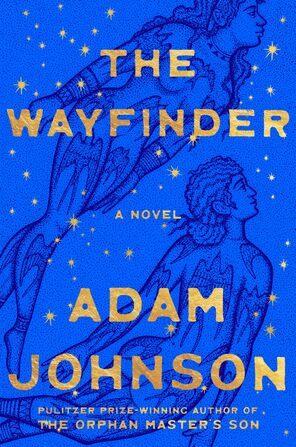 The cover of the Wayfinder; two illustrated people swimming in a sea of stars