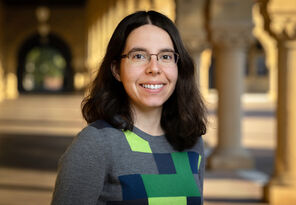 Portrait of Sarah Peluse in the Stanford arcade