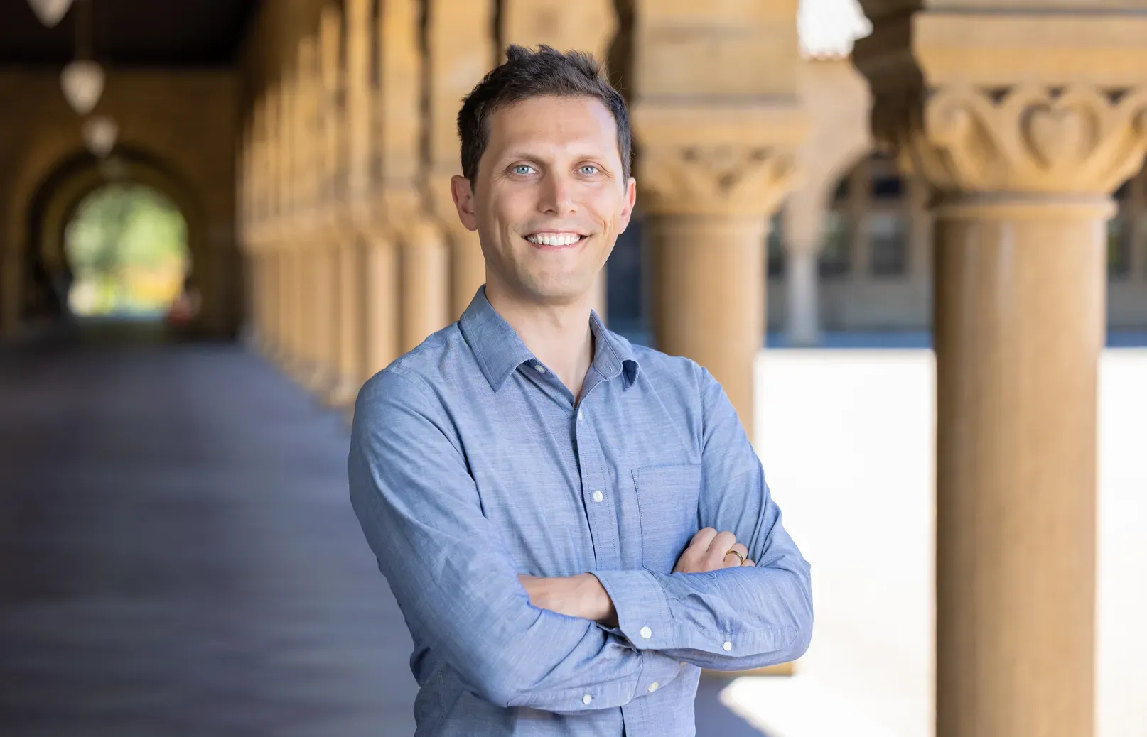 Portrait of Benjamin Good in the Stanford arcade