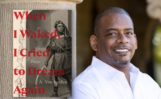 Cover the book of poetry When I Waked, I Cried to Dream Again with its author, A. Van Jordan wearing a white collared shirt