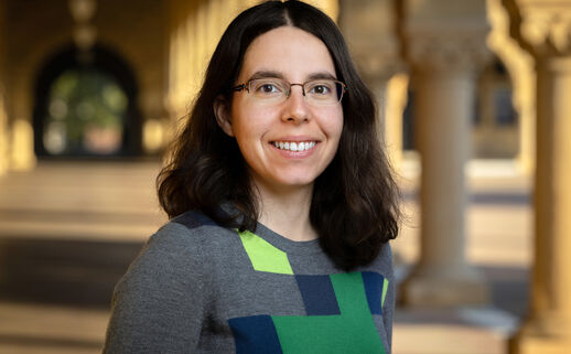 Portrait of Sarah Peluse in the Stanford arcade