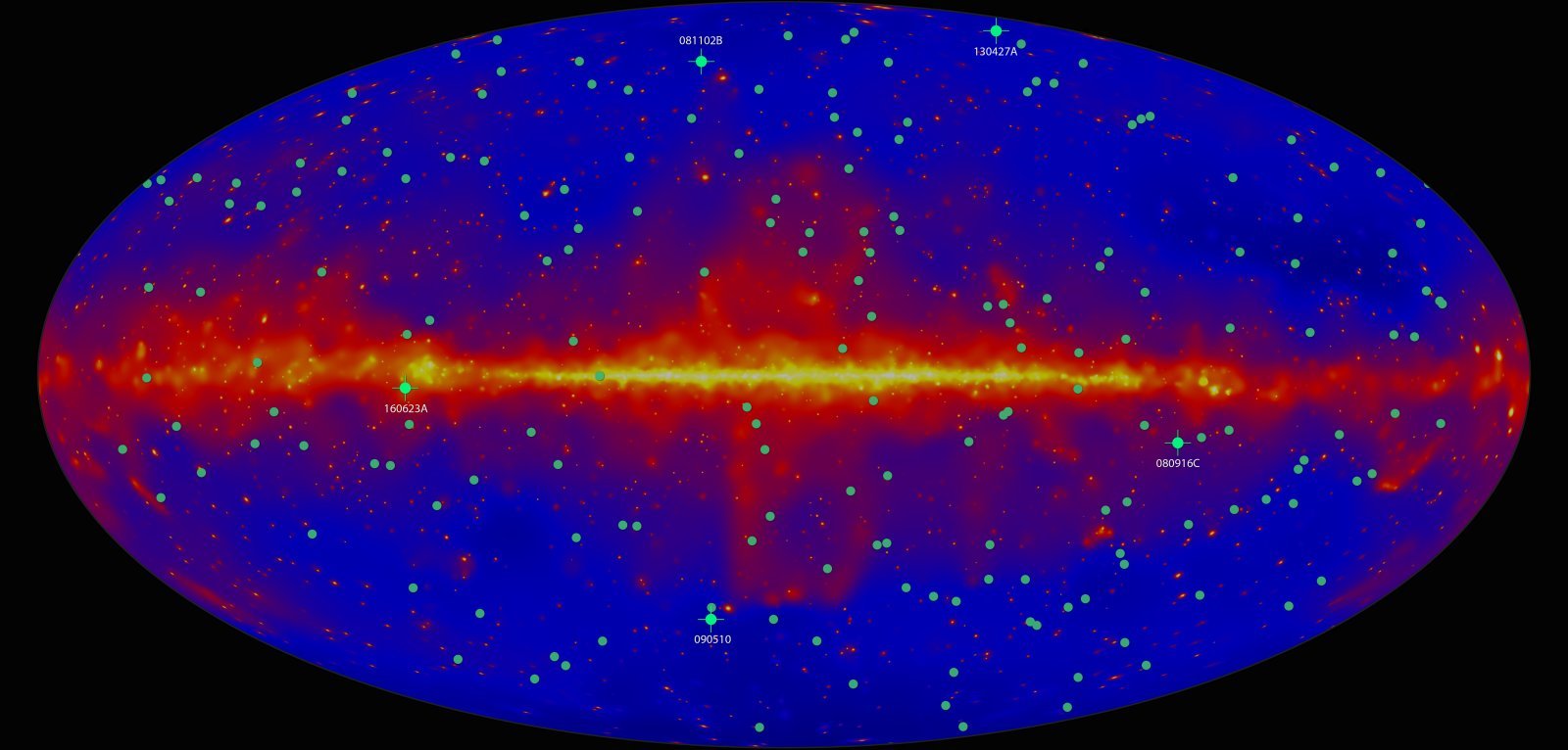 Fermi LAT GRB map