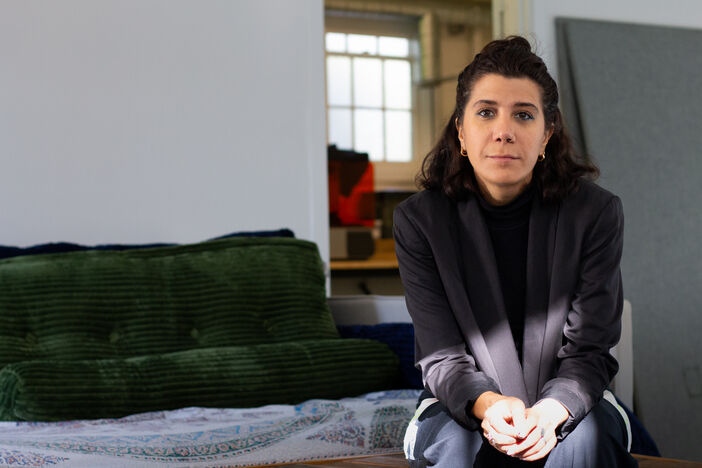 Morehshin Allayari in her Stanford studio