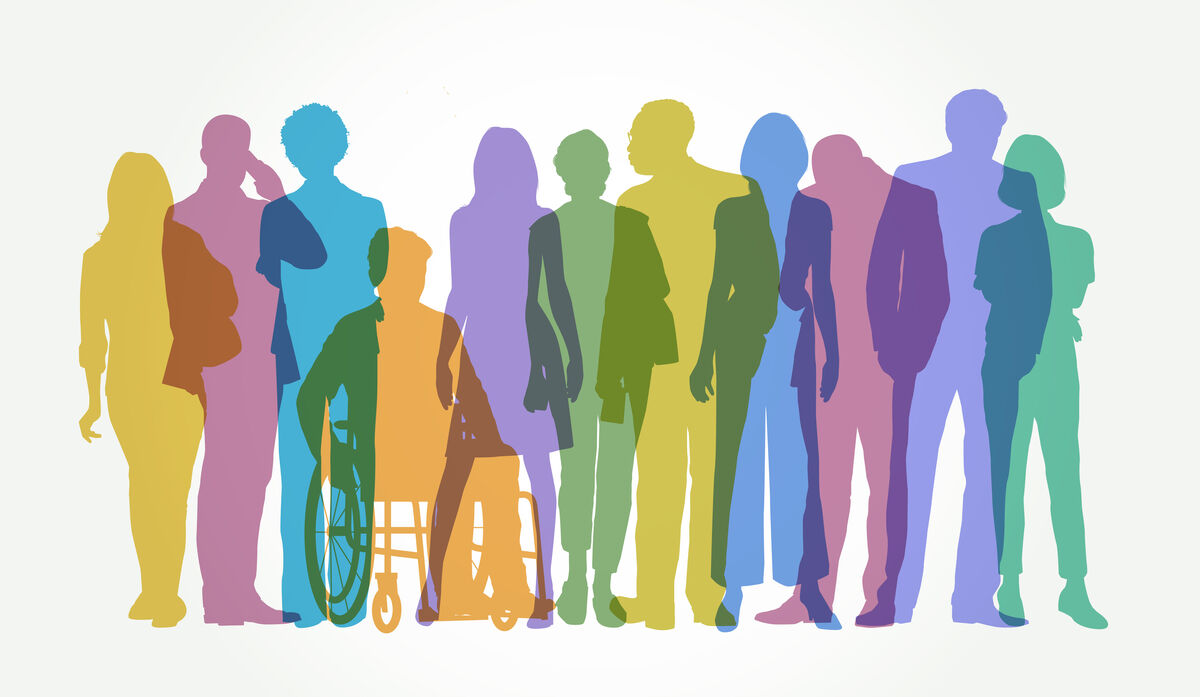 Colorful silhouettes of people