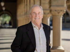 Portrait of Ian Gotlib in the Stanford arcade