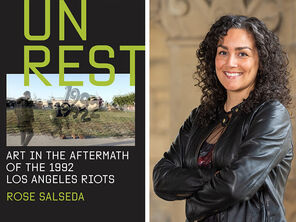 Cover of the book Unrest and a portrait of its author, Rose Salseda