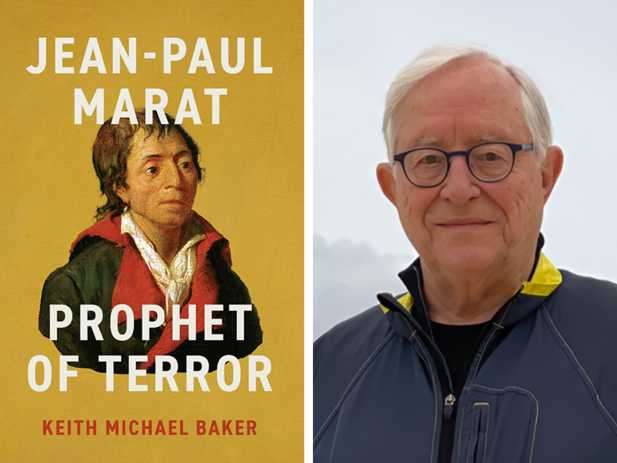 Collage of Keith Baker and the cover of "Jean-Paul Marat"
