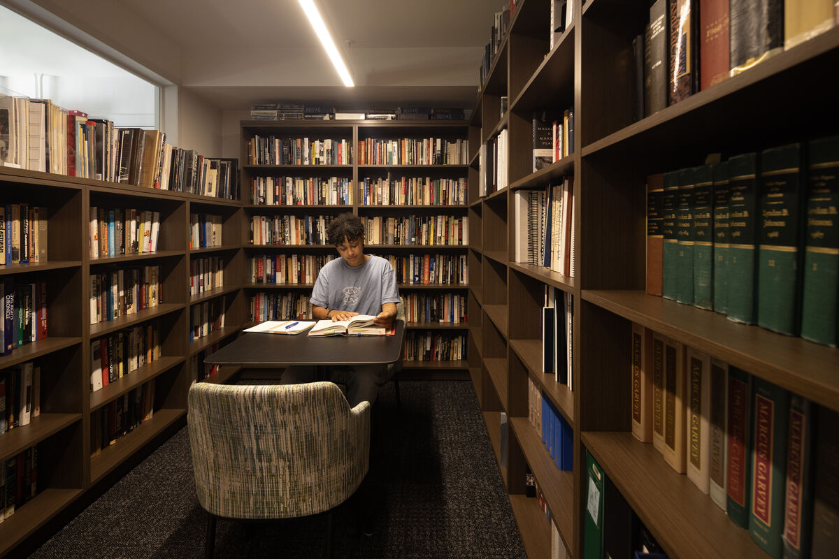 Student in the library
