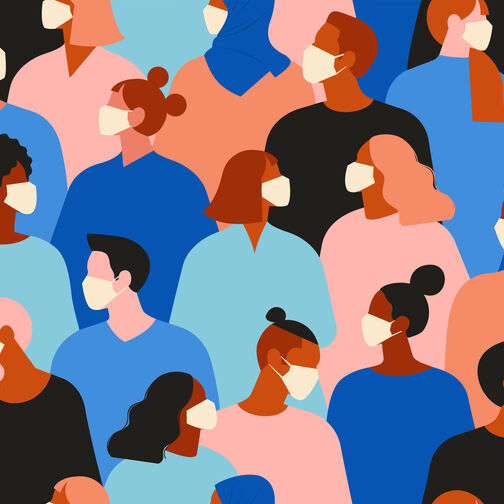 Art of people wearing masks