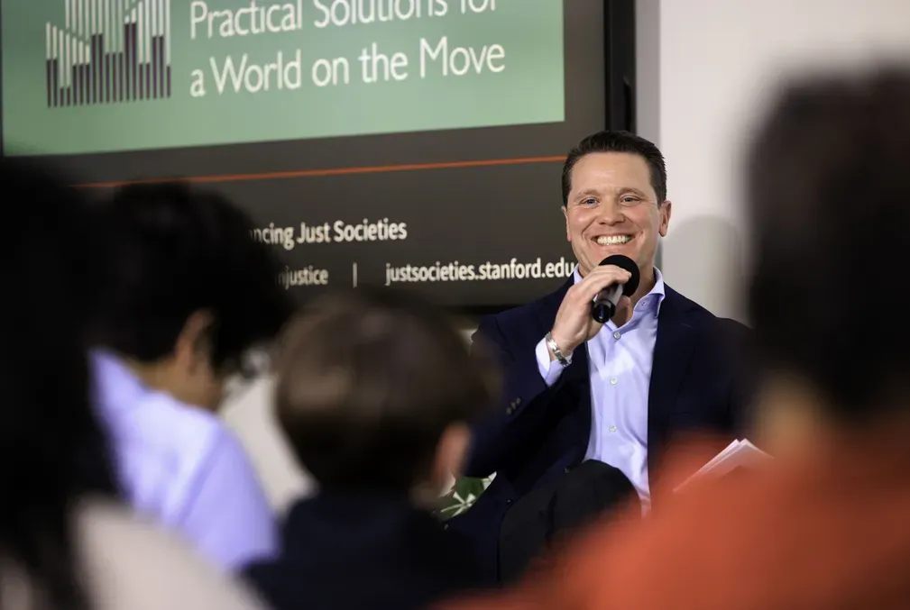 Tomás Jimenéz speaks at the launch of the institute’s Flourishing Cities Initiative.