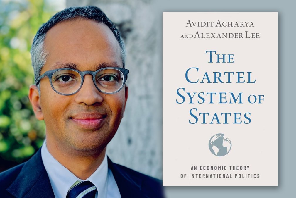 Avidit Acharya and the cover of his book The Cartel System of States