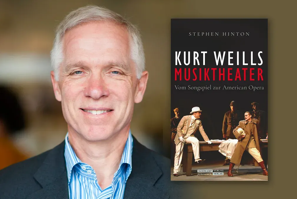 Photo of Stephen Hinton alongside the cover of his book.