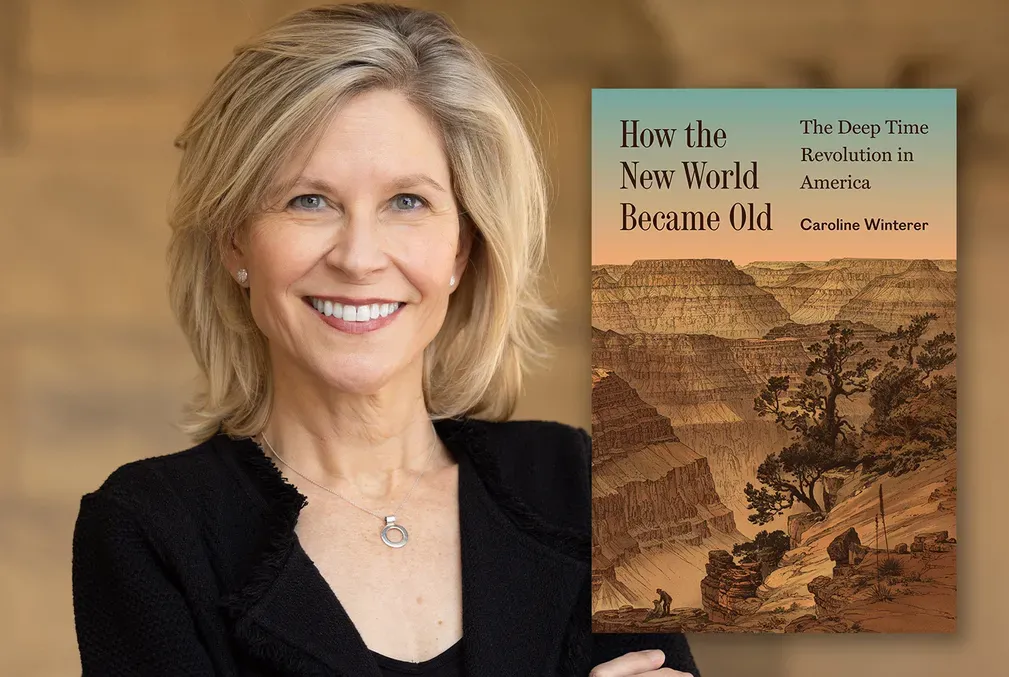 Photo of Caroline Winterer and cover of How the New World Became Old