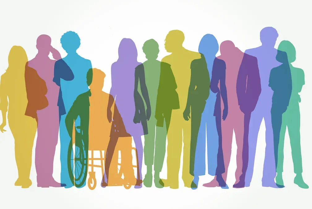 Colorful silhouettes of people