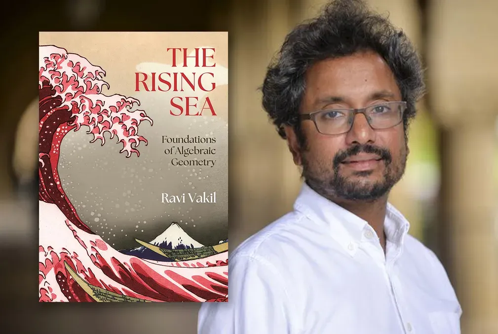 Collage of book cover and Ravi Vakil.