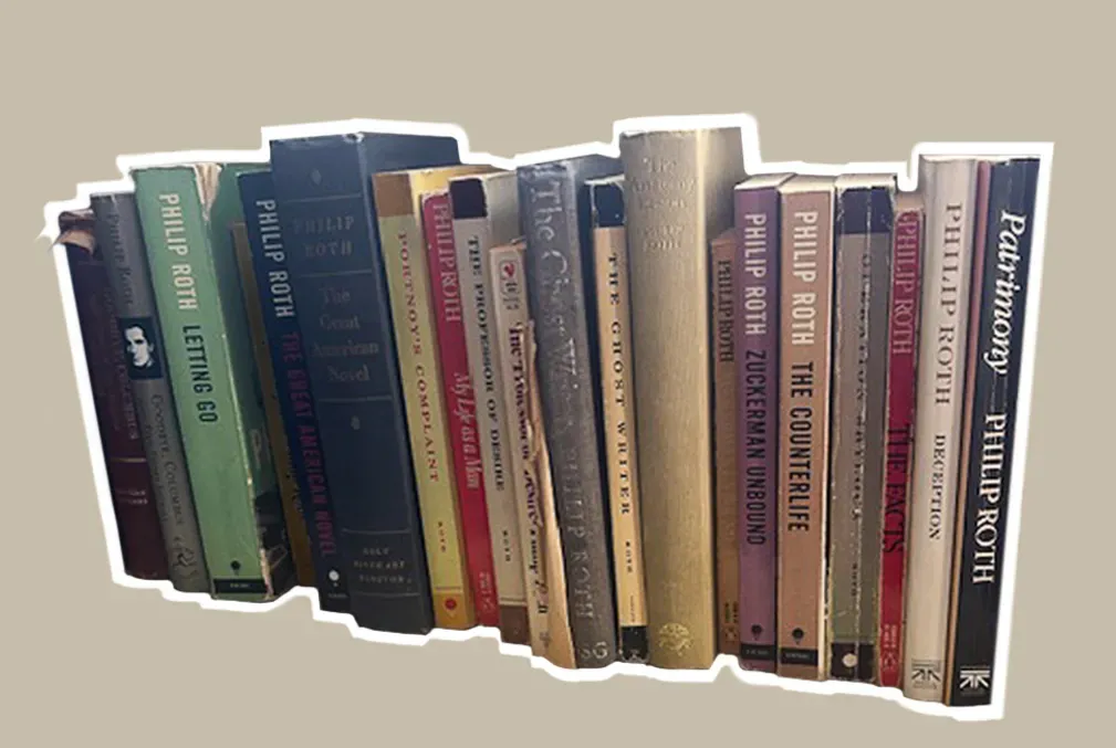 Photo of Philip Roth book collection